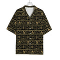 Black And Gold Warli Pattern Print Rayon Hawaiian Shirt