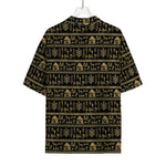 Black And Gold Warli Pattern Print Rayon Hawaiian Shirt