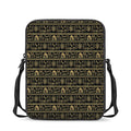 Black And Gold Warli Pattern Print Rectangular Crossbody Bag