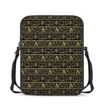 Black And Gold Warli Pattern Print Rectangular Crossbody Bag