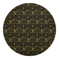 Black And Gold Warli Pattern Print Round Blanket