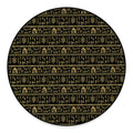 Black And Gold Warli Pattern Print Round Floor Mat