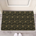 Black And Gold Warli Pattern Print Rubber Doormat