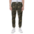 Black And Gold Warli Pattern Print Joggers