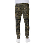 Black And Gold Warli Pattern Print Scuba Joggers