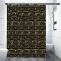Black And Gold Warli Pattern Print Shower Curtain