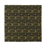 Black And Gold Warli Pattern Print Silk Bandana