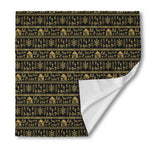 Black And Gold Warli Pattern Print Silk Bandana