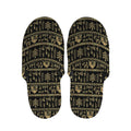 Black And Gold Warli Pattern Print Slippers