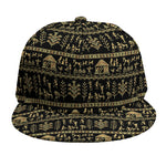 Black And Gold Warli Pattern Print Snapback Cap