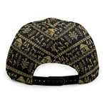 Black And Gold Warli Pattern Print Snapback Cap