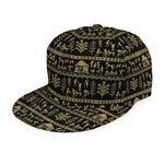 Black And Gold Warli Pattern Print Snapback Cap