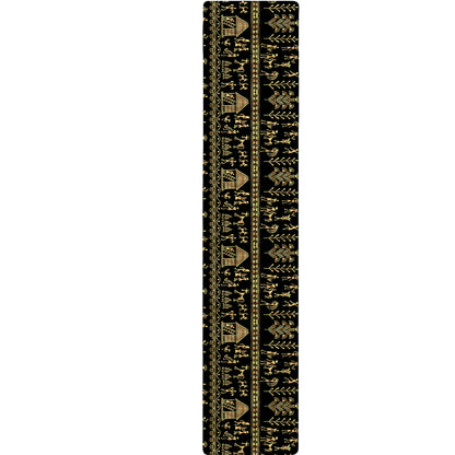 Black And Gold Warli Pattern Print Table Runner