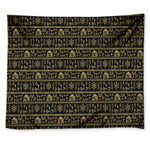 Black And Gold Warli Pattern Print Tapestry