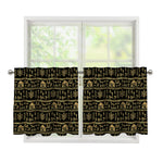 Black And Gold Warli Pattern Print Tier Curtains