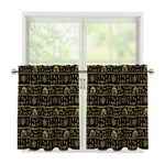Black And Gold Warli Pattern Print Tier Curtains