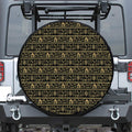 Black And Gold Warli Pattern Print Tire Cover