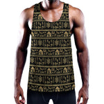 Black And Gold Warli Pattern Print Training Tank Top