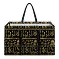 Black And Gold Warli Pattern Print Utility Tote Bag
