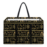 Black And Gold Warli Pattern Print Utility Tote Bag