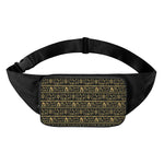 Black And Gold Warli Pattern Print Waist Bag