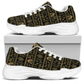 Black And Gold Warli Pattern Print White Chunky Shoes