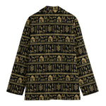 Black And Gold Warli Pattern Print Women's Blazer