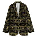 Black And Gold Warli Pattern Print Women's Cotton Blazer