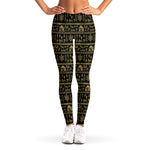 Black And Gold Warli Pattern Print Women's Leggings