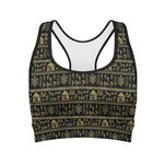 Black And Gold Warli Pattern Print Women's Sports Bra