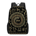 Black And Gold Warli Tribal Print 17 Inch Backpack