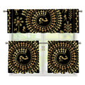 Black And Gold Warli Tribal Print 3 Piece Kitchen Curtains