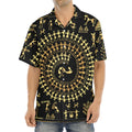 Black And Gold Warli Tribal Print Aloha Shirt