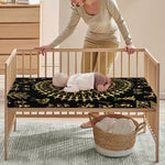Black And Gold Warli Tribal Print Baby Crib Sheet