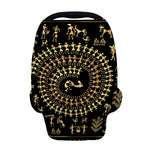 Black And Gold Warli Tribal Print Baby Seat Cover