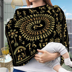 Black And Gold Warli Tribal Print Baby Seat Cover