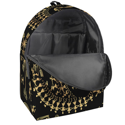 Black And Gold Warli Tribal Print Backpack