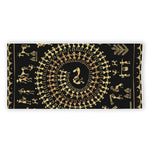 Black And Gold Warli Tribal Print Beach Towel
