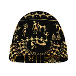 Black And Gold Warli Tribal Print Beanie