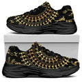 Black And Gold Warli Tribal Print Black Chunky Shoes