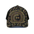 Black And Gold Warli Tribal Print Black Mesh Trucker Hat