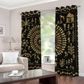 Black And Gold Warli Tribal Print Dimout Grommet Curtains