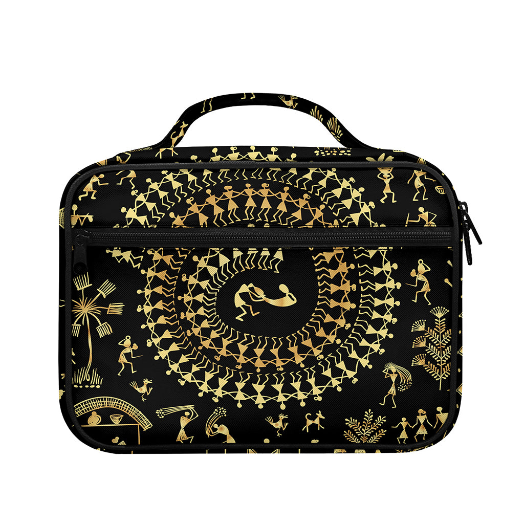Black And Gold Warli Tribal Print Briefcase Bible Bag