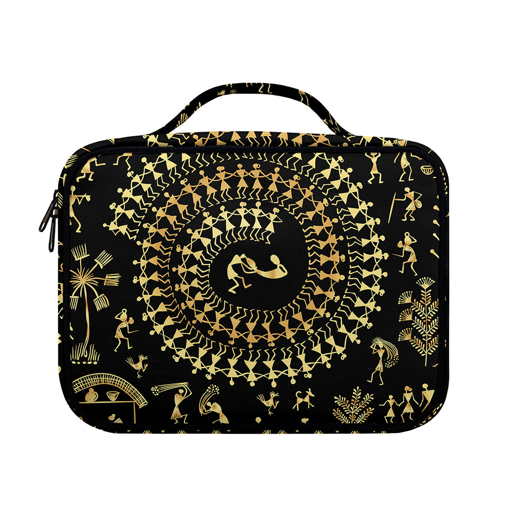 Black And Gold Warli Tribal Print Briefcase Bible Bag