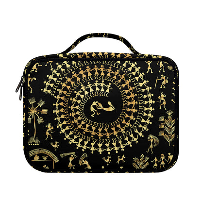 Black And Gold Warli Tribal Print Briefcase Bible Bag