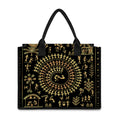 Black And Gold Warli Tribal Print Canvas Tote Bag