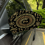 Black And Gold Warli Tribal Print Car Side Mirror Covers