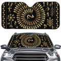 Black And Gold Warli Tribal Print Car Windshield Sun Shade