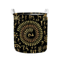Black And Gold Warli Tribal Print Collapsible Laundry Basket