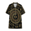Black And Gold Warli Tribal Print Cotton Hawaiian Shirt